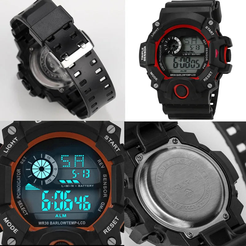 Men's Digital Sports Watch Large Dial Waterproof Alarm