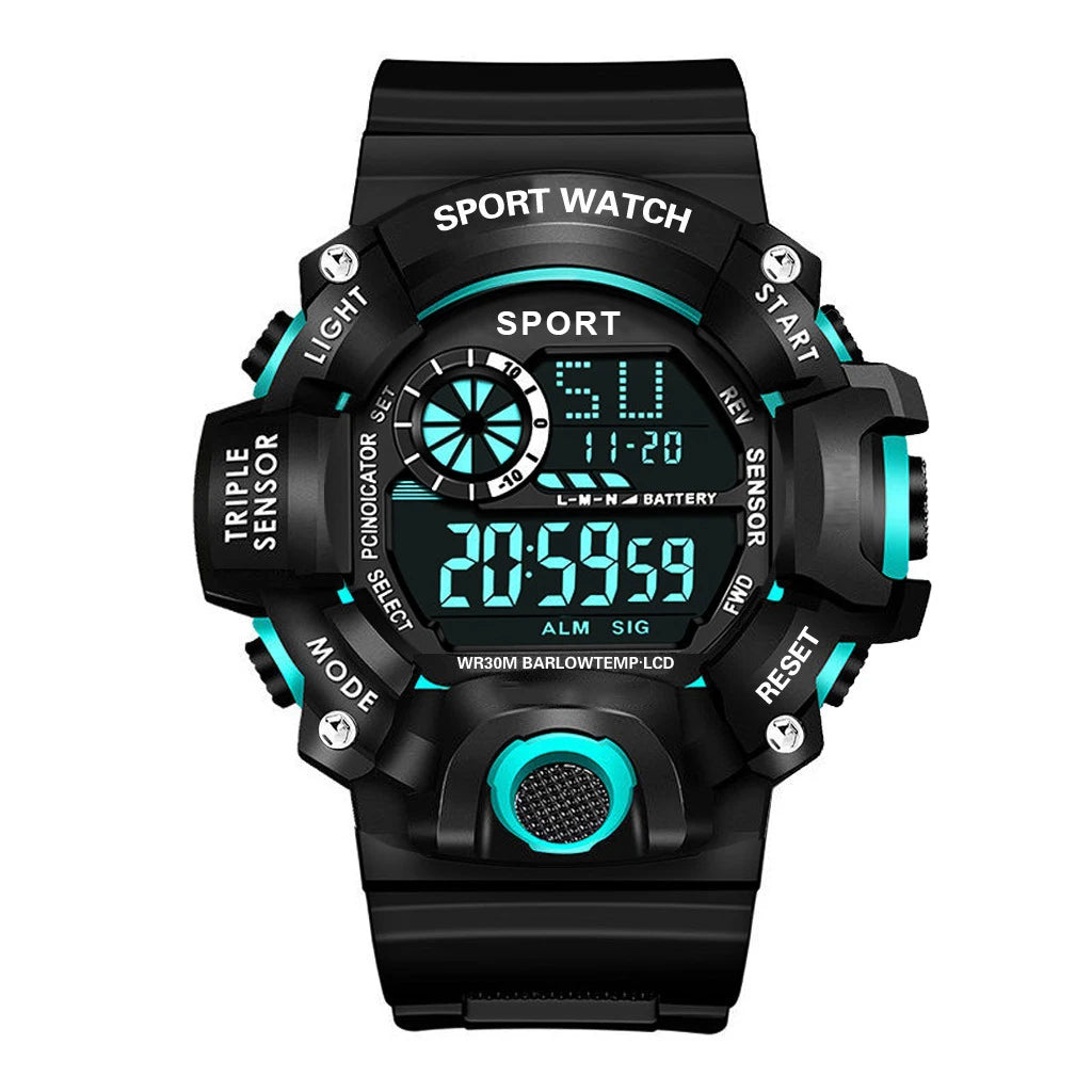 Men's Digital Sports Watch Large Dial Waterproof Alarm