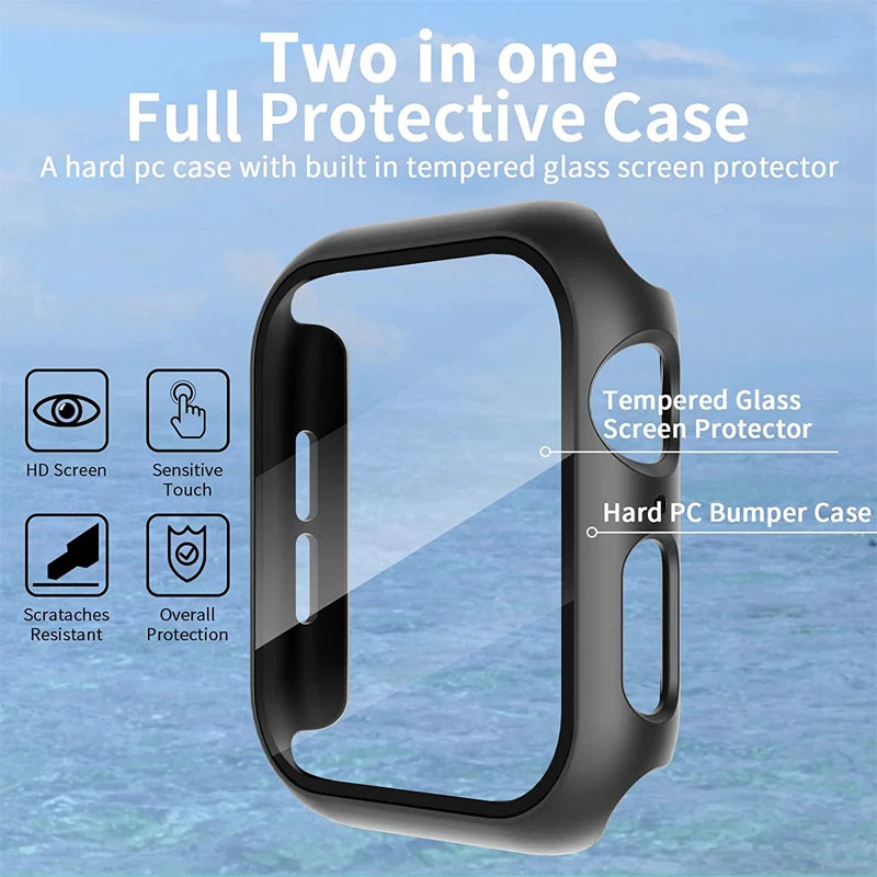 Full-Cover Glass Case For Apple Watch With Screen Guard