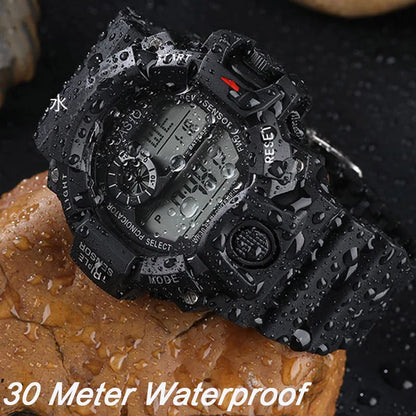 Men's Digital Sports Watch Large Dial Waterproof Alarm