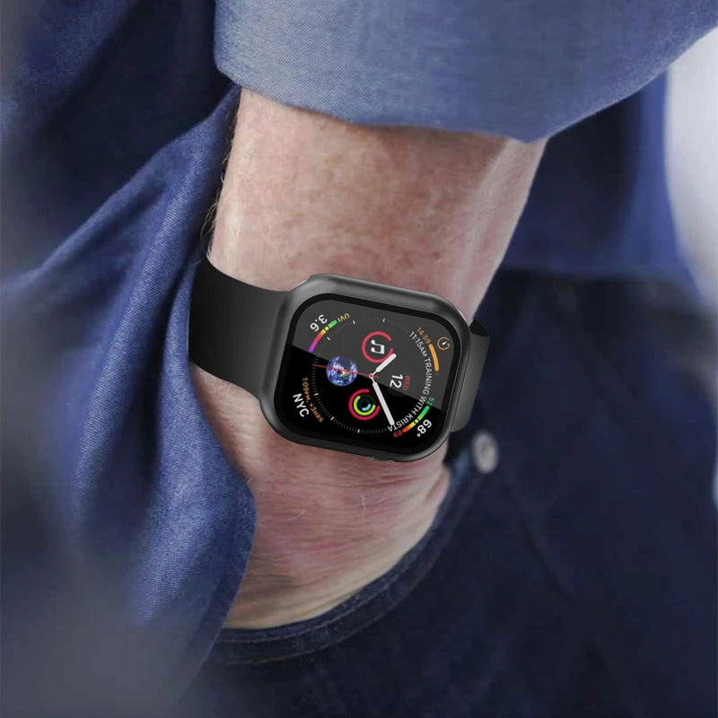 Full-Cover Glass Case For Apple Watch With Screen Guard