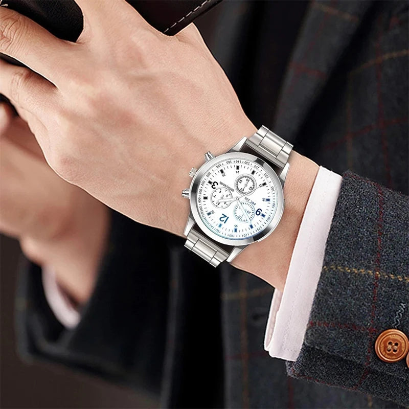 Men’s Quartz Business Watch with Stainless Steel Band